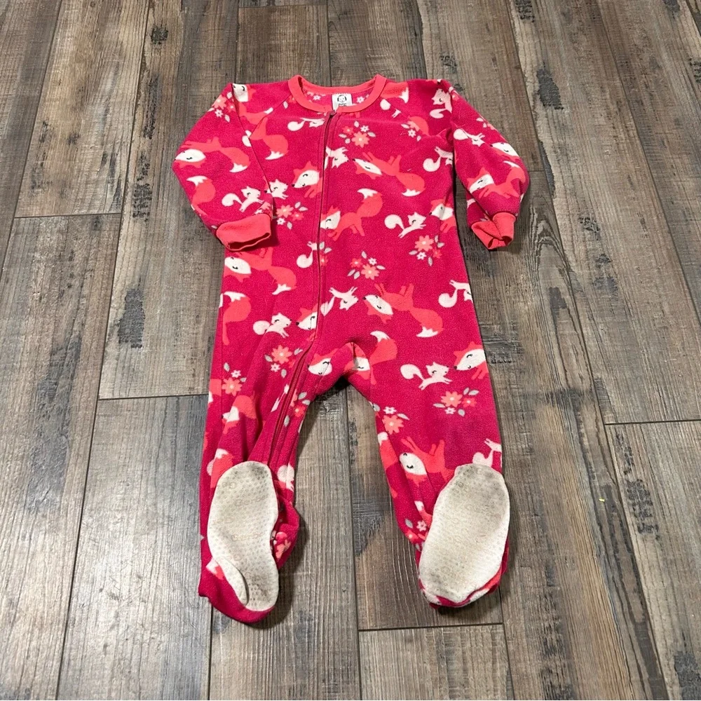 Gerber Toddler Girl Loose Fit Fleece‎ Footed Pajamas Size 24 Months 2T Lot Of 4
